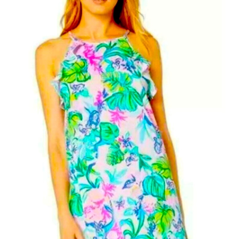 Lilly Pulitzer Billie Ruffle Dress Mermaid in the Shade Multicolor